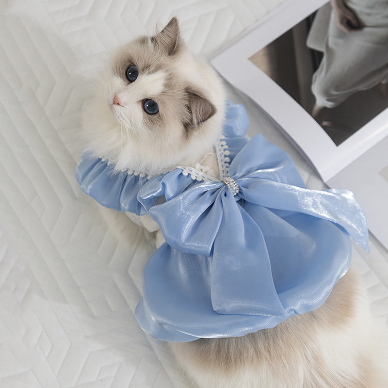 Sparkly Bow Dress for Cats – Glam Princess Cat Outfit